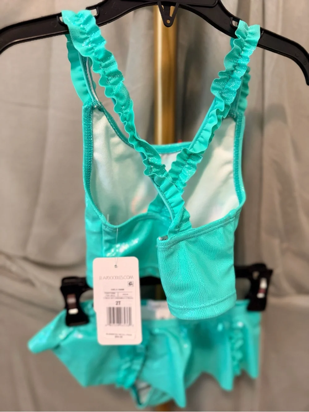 Flapdoodles Shimmery Turquoise Ruffle Swim Bottom